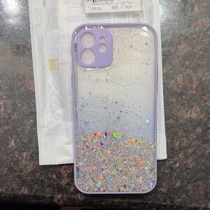 Shimmering Glitter Phone Case - Lavender and Silver